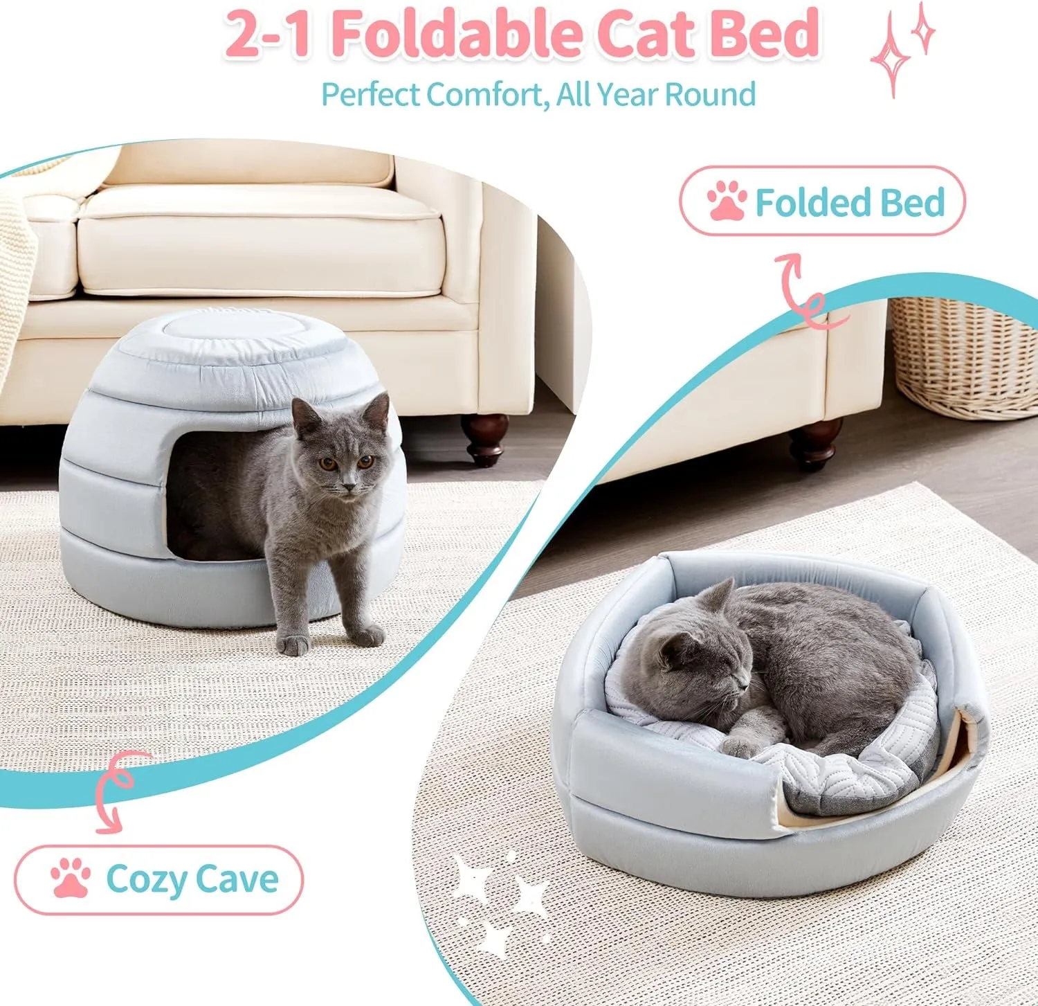 2-In-1 Foldable Cat Houses