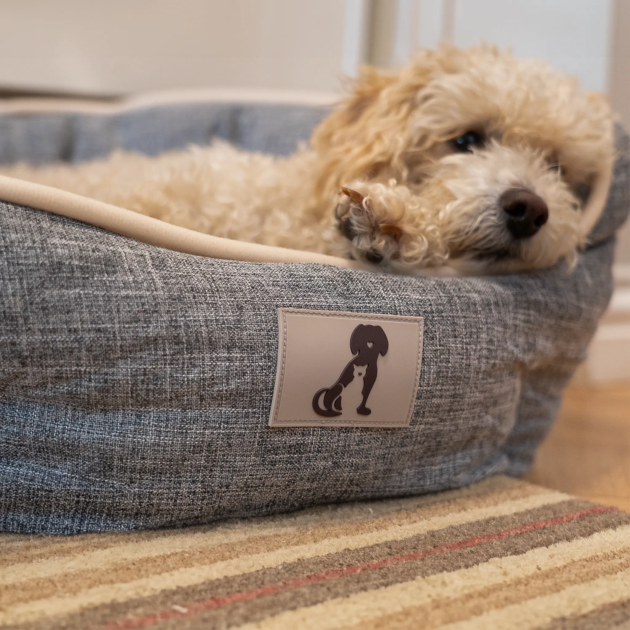 Alfie - Grey Soft Dog Bed  - Size S/M/L