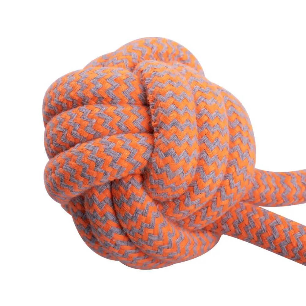 AllPetSolutions Dog Ball Rope Toy with Loop, Orange