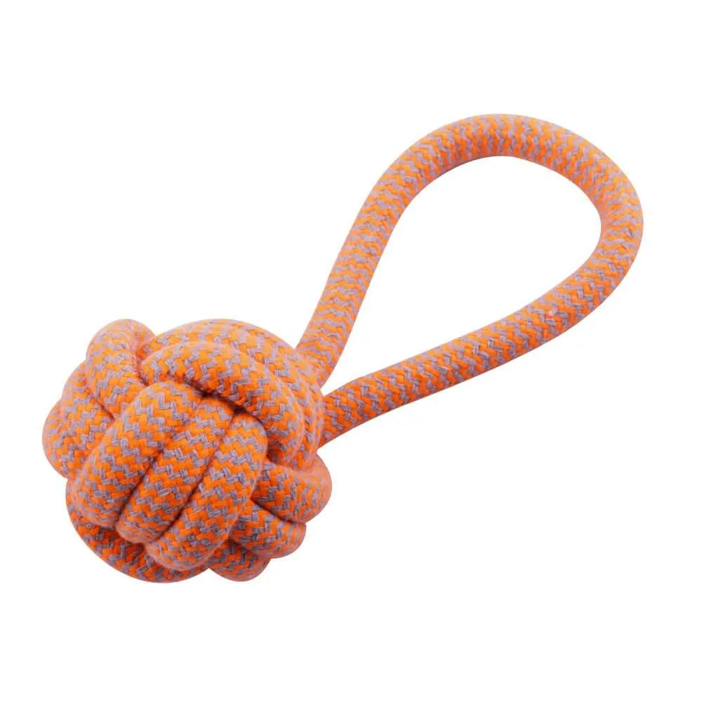 AllPetSolutions Dog Ball Rope Toy with Loop, Orange