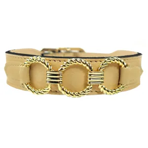 Athena Dog Collar in Vanilla & Gold