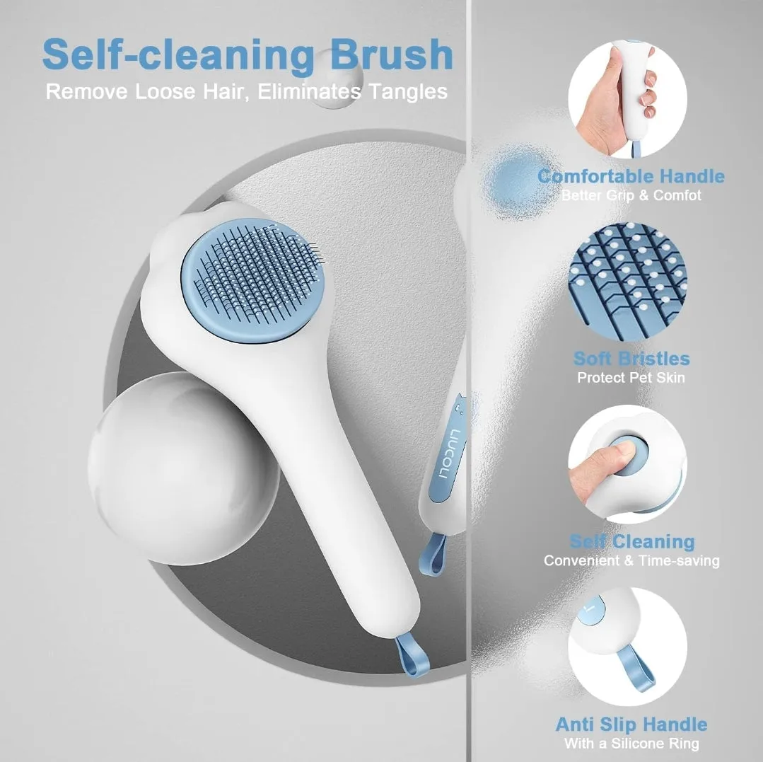 Cat Brush, Dog Grooming Brush, Pet Hair Removal Comb, Self Cleaning Slicker