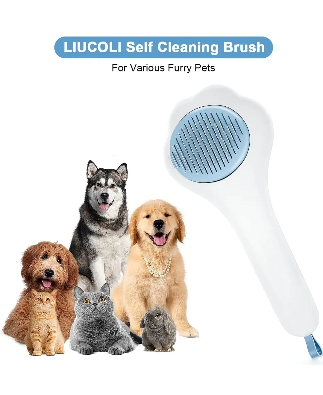 Cat Brush, Dog Grooming Brush, Pet Hair Removal Comb, Self Cleaning Slicker