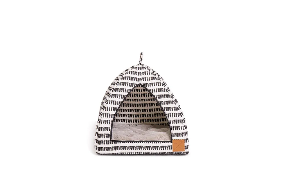 Cat Igloo - Black Mosaic Print