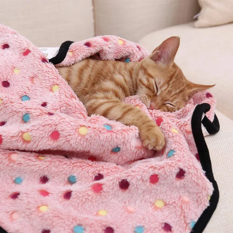 Cozy Dot Pattern Coral Fleece Pet Blanket for Cats and Dogs