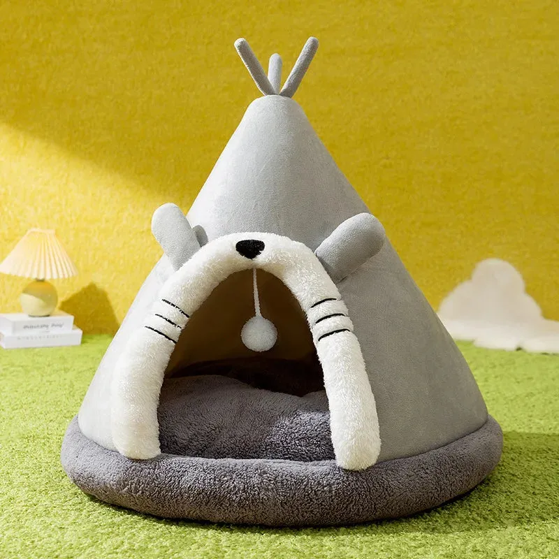 Cozy Pet Bed - Triangular Tent Design for Cats and Dogs