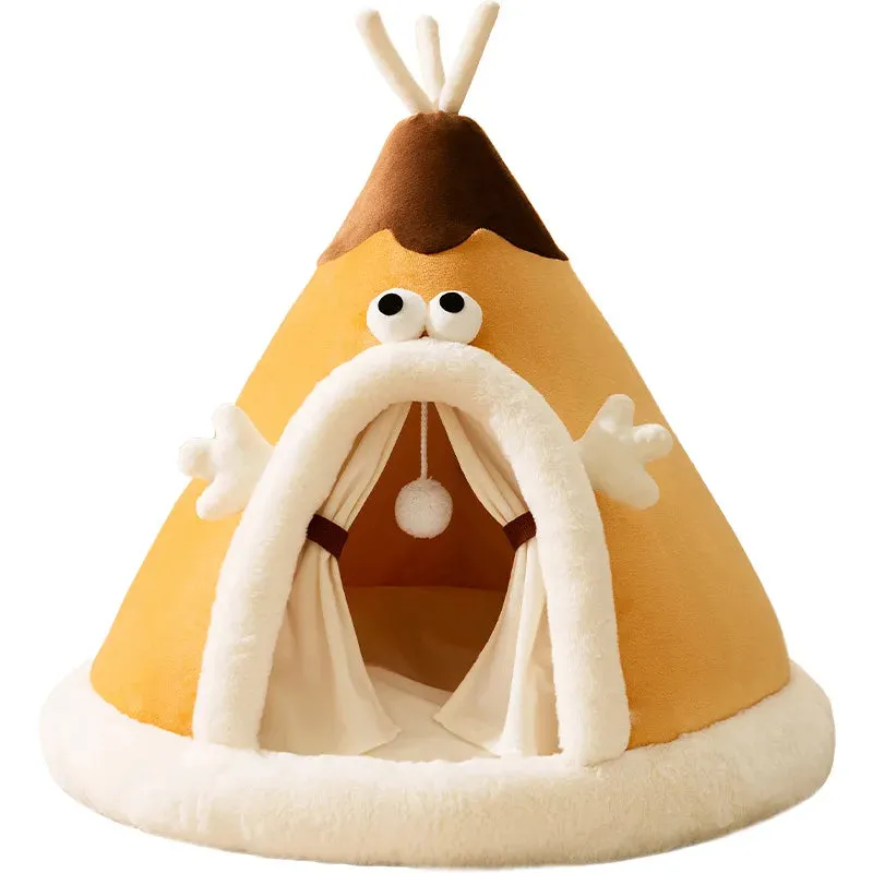 Cozy Pet Bed - Triangular Tent Design for Cats and Dogs