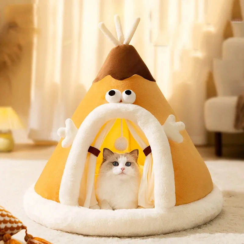 Cozy Pet Bed - Triangular Tent Design for Cats and Dogs