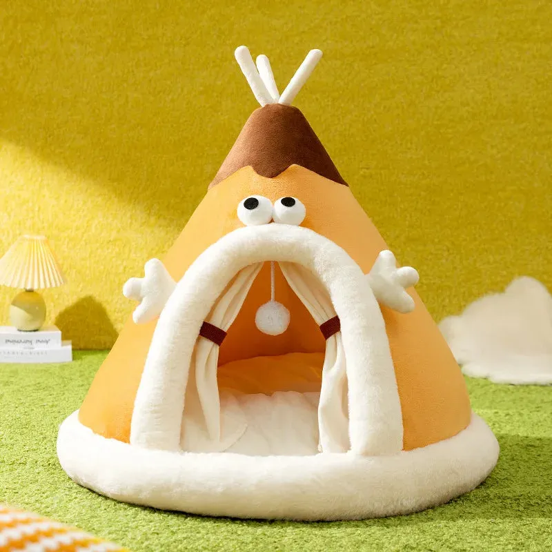 Cozy Pet Bed - Triangular Tent Design for Cats and Dogs