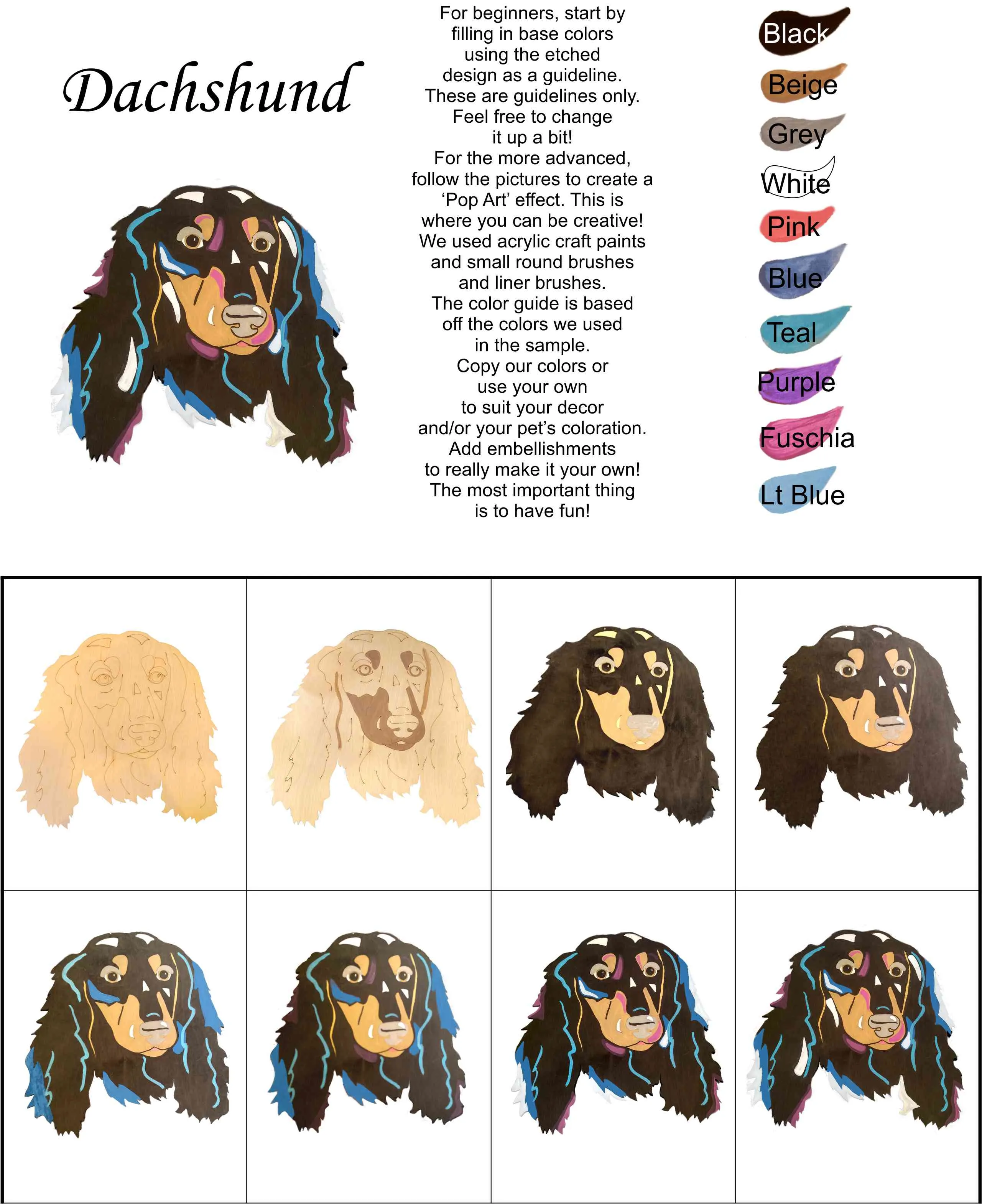 Dachshund Long Haired-DIY Pop Art Paint Kit