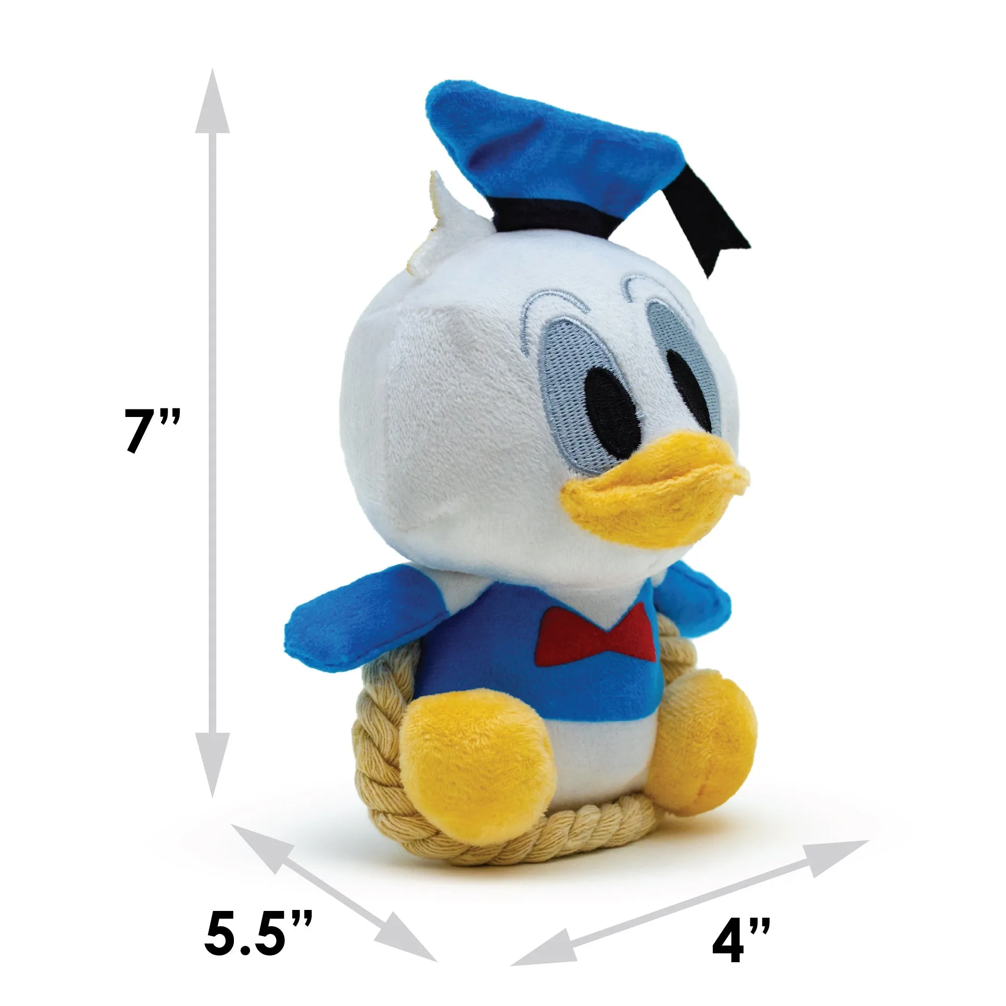 Dog Toy Squeaker Plush with Rope - Disney Donald Duck Chibi Sitting Pose by Buckle-Down