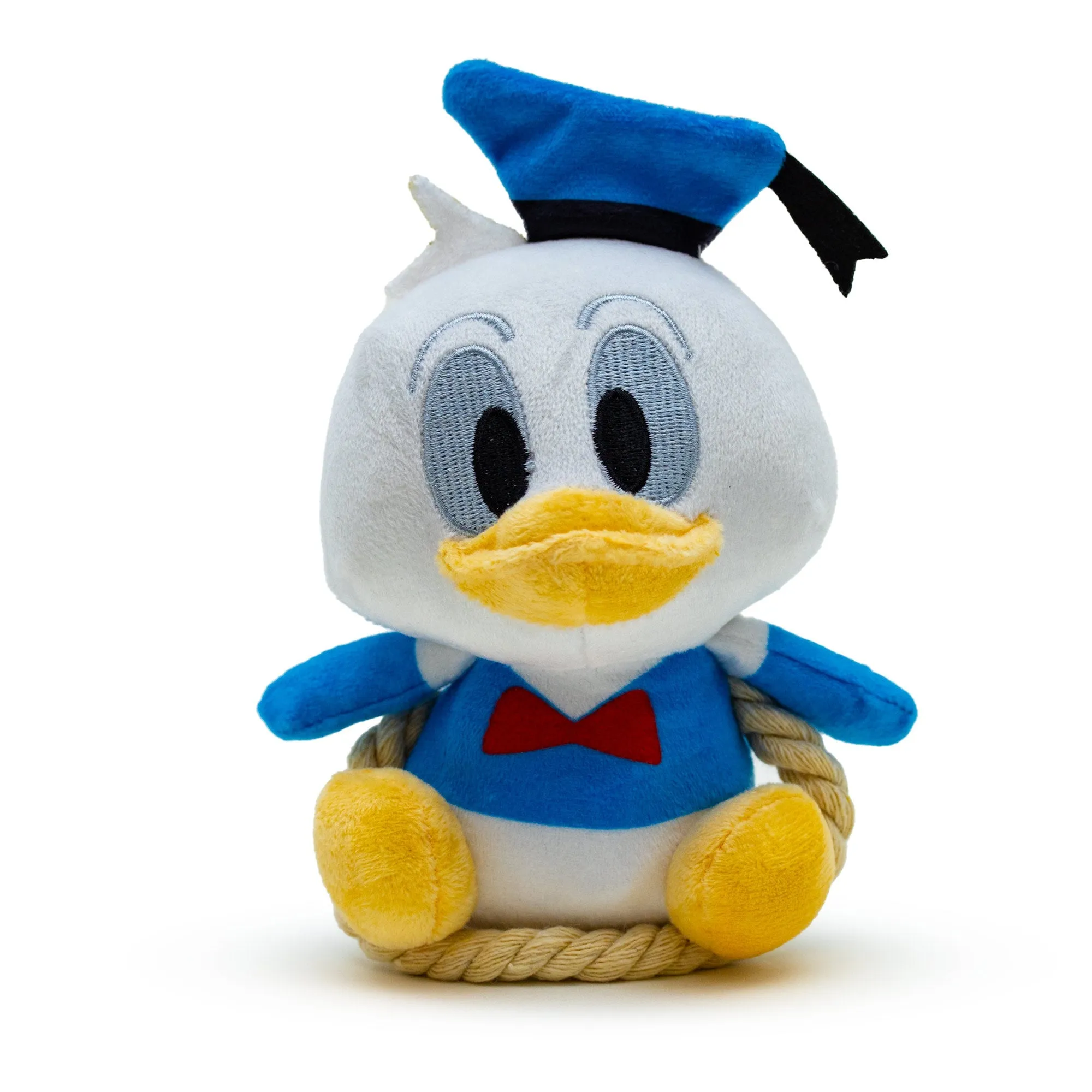 Dog Toy Squeaker Plush with Rope - Disney Donald Duck Chibi Sitting Pose by Buckle-Down