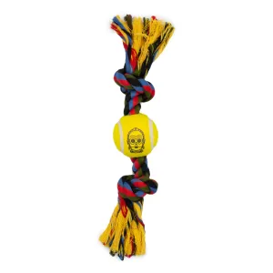 Dog Toy Tennis Ball Rope Toy - Star Wars C3-PO Face Yellow   Multi Color Rope