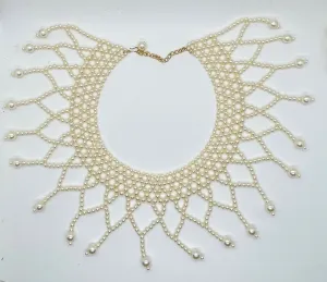 Elaborate Vintage Faux Pearl Necklace/ Collar