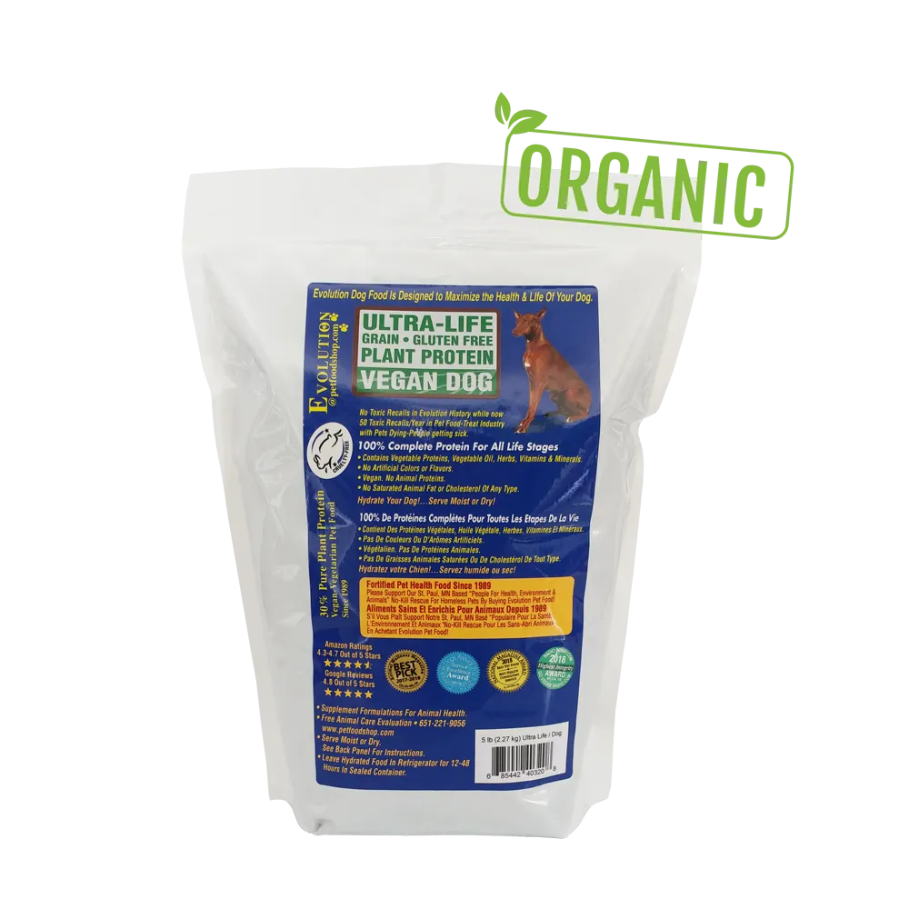 Evolution Diet Gourmet Ultra Life With Organic & NON-GMO Ingredients - Dog Kibble EVOLUTION DIET GOURMET ULTRA LIFE PROVEN BEST HEALTH - LONGEST LIFE EXPECTANCY ORGANIC & NON-GMO INGREDIENT DRY KIBBLE FOOD  