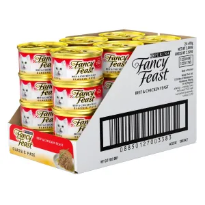 Fancy Feast Classic Pate Beef and Chicken Feast Gourmet 24X85g