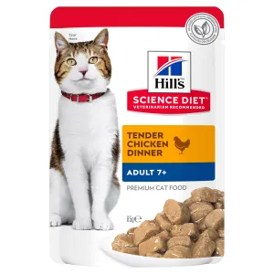 Hill's Science Diet Adult 7  Senior Chicken Cat Food pouches 85g x 12