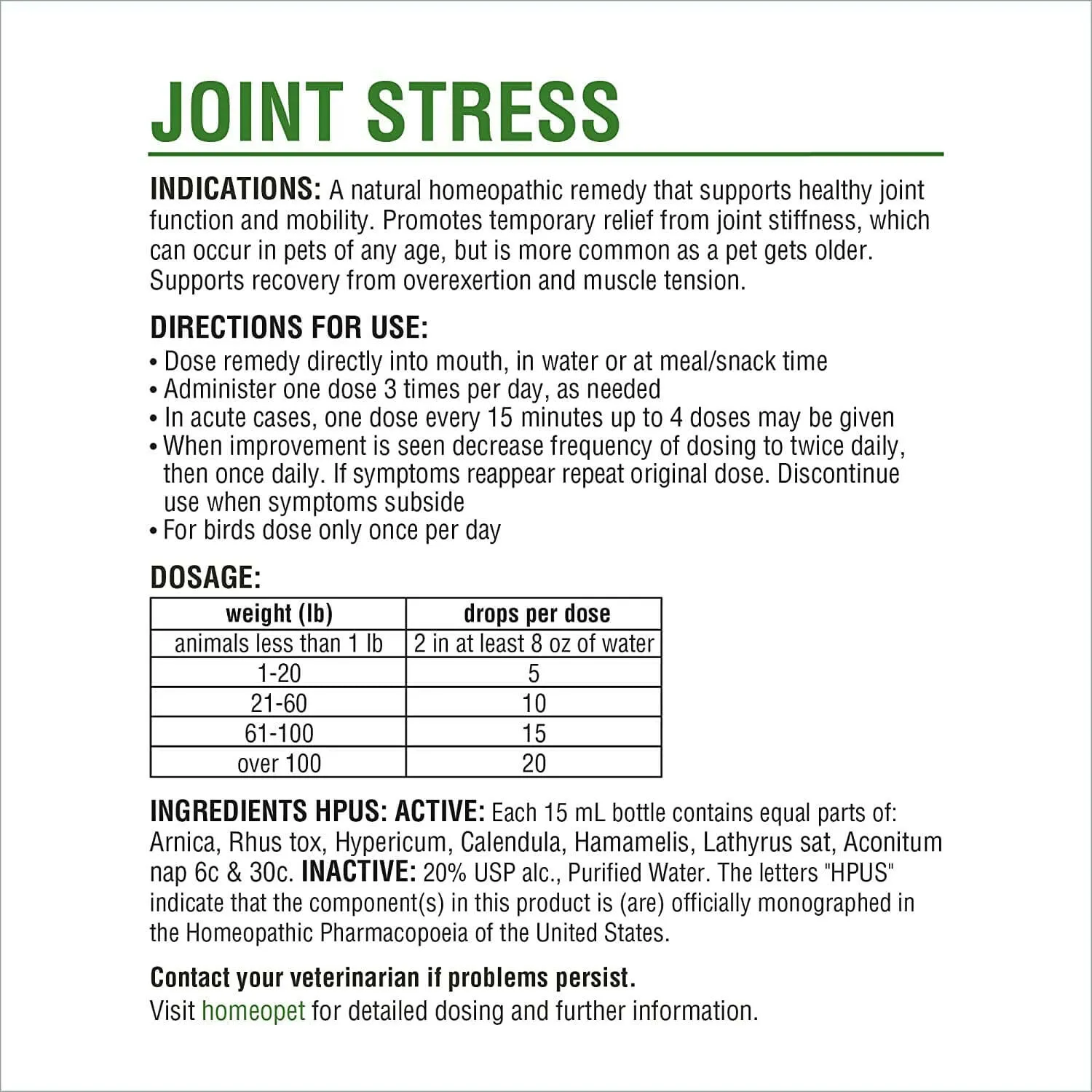 HomeoPet Joint Stress (15 ml)