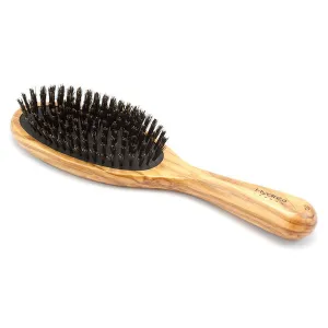 Hydrea London Olive Wood Oval Hair Brush With Pure Wild Boar Bristle and Rubber Cushion