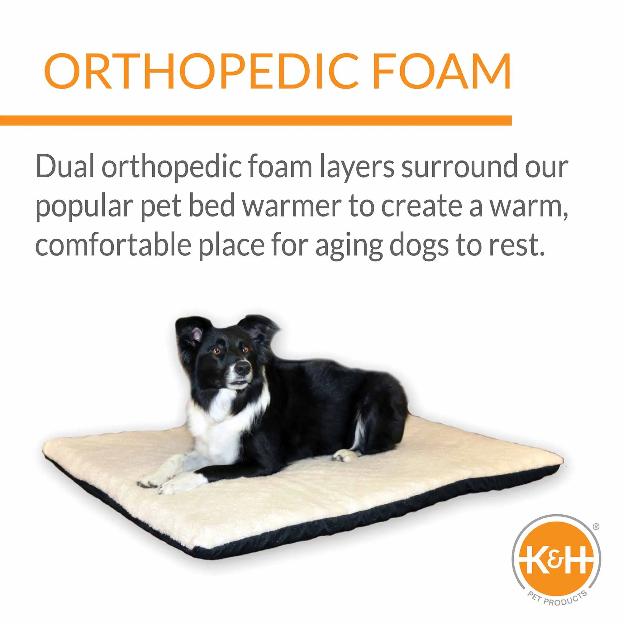 K&H Pet Products Ortho Thermo-Bed Heated Dog Bed, Fleece