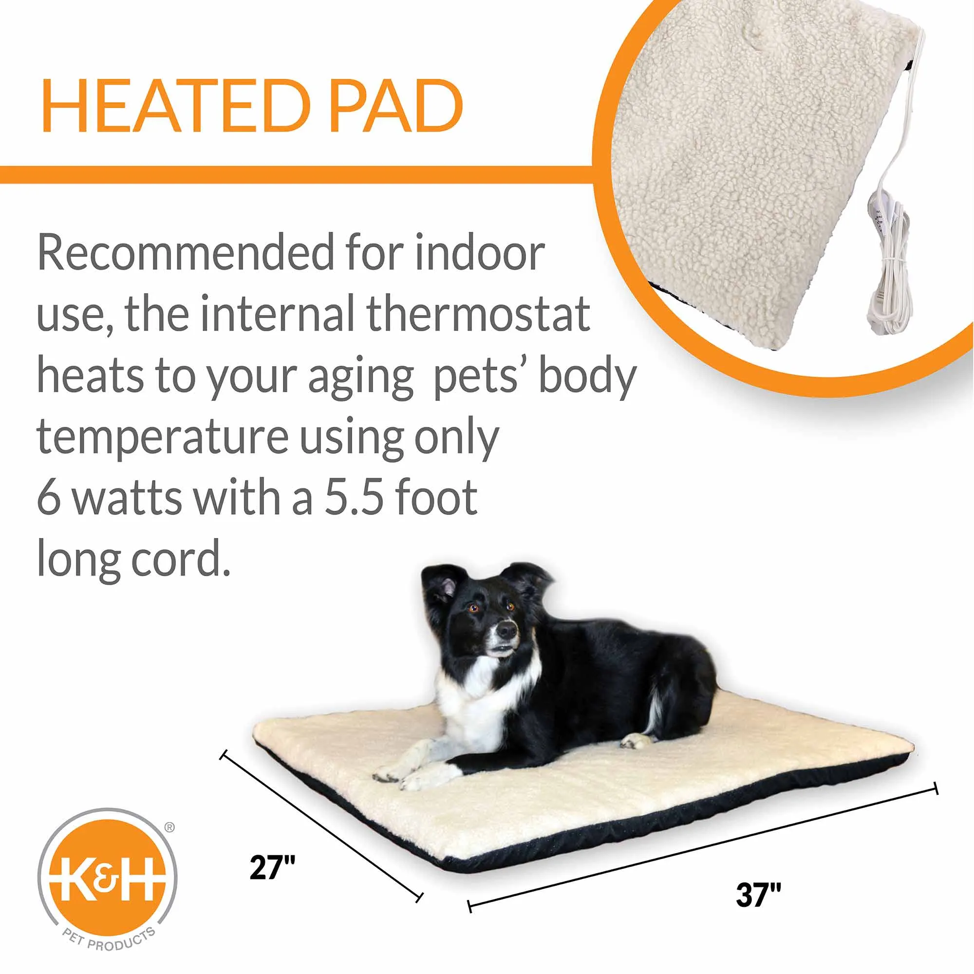 K&H Pet Products Ortho Thermo-Bed Heated Dog Bed, Fleece