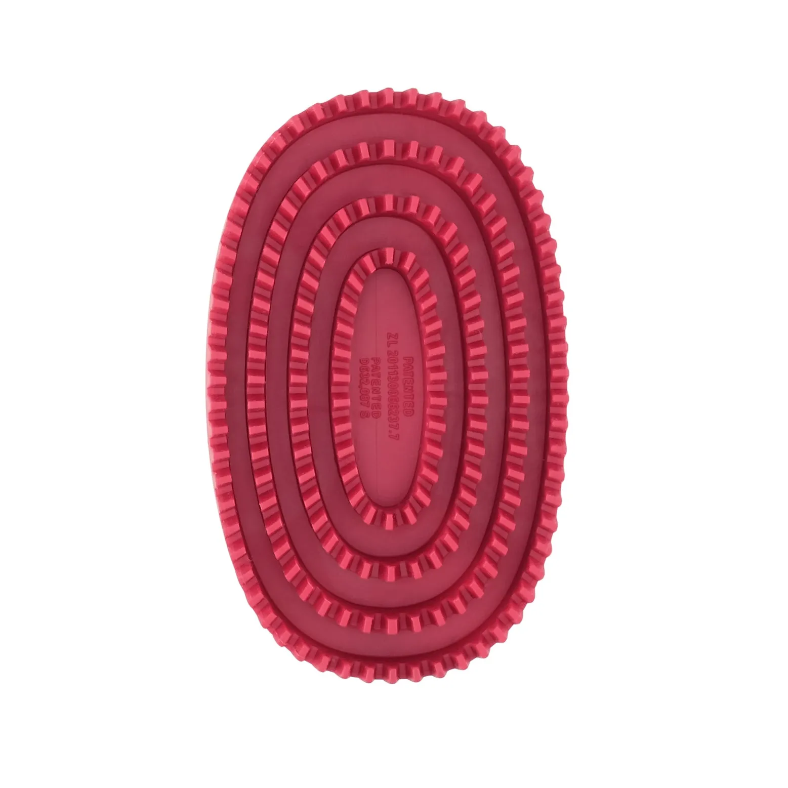 Le Salon Essentials Dog Rubber Curry Brush with Loop Handle, Red