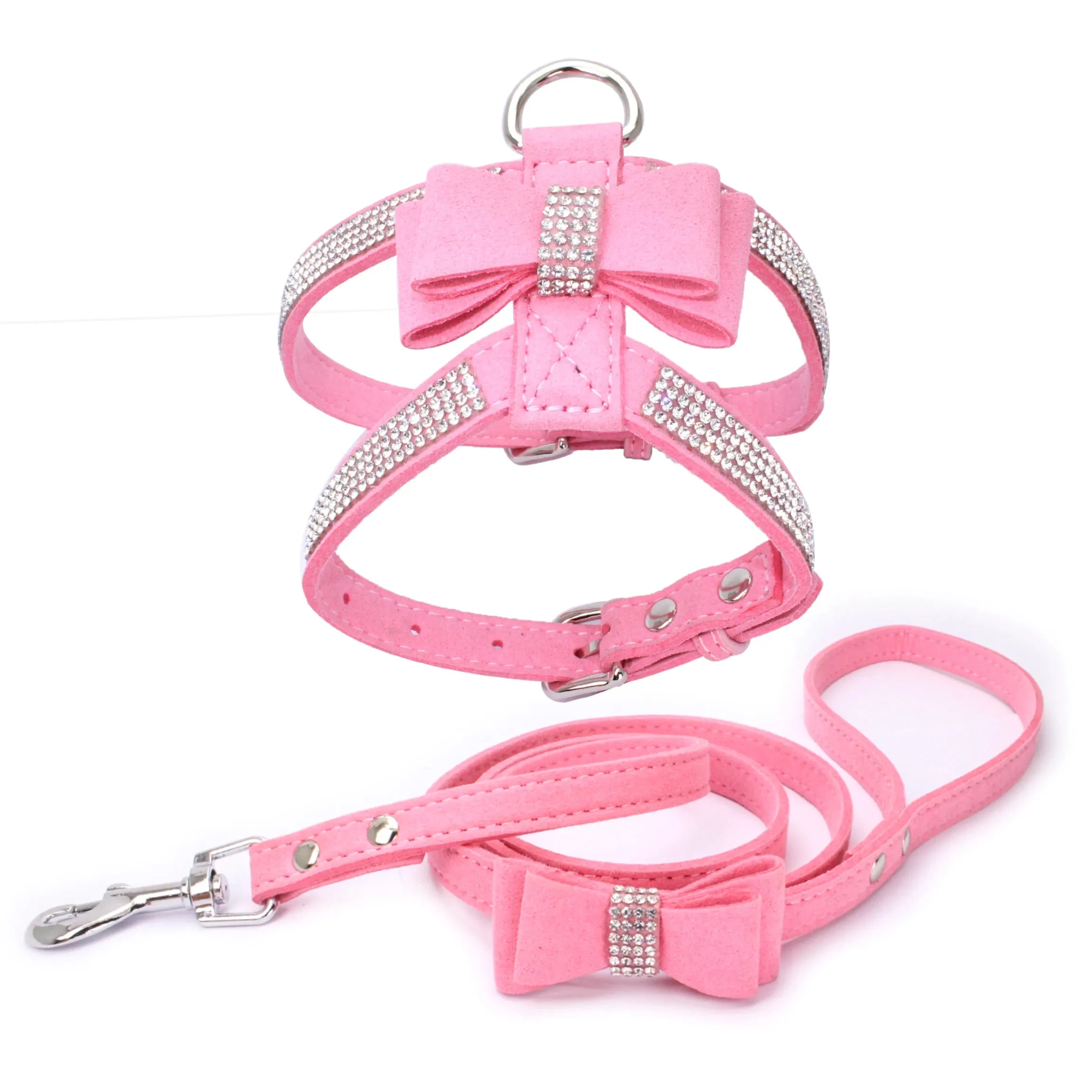 Luxurious Velvet Leather Pet Harness and Leash Set