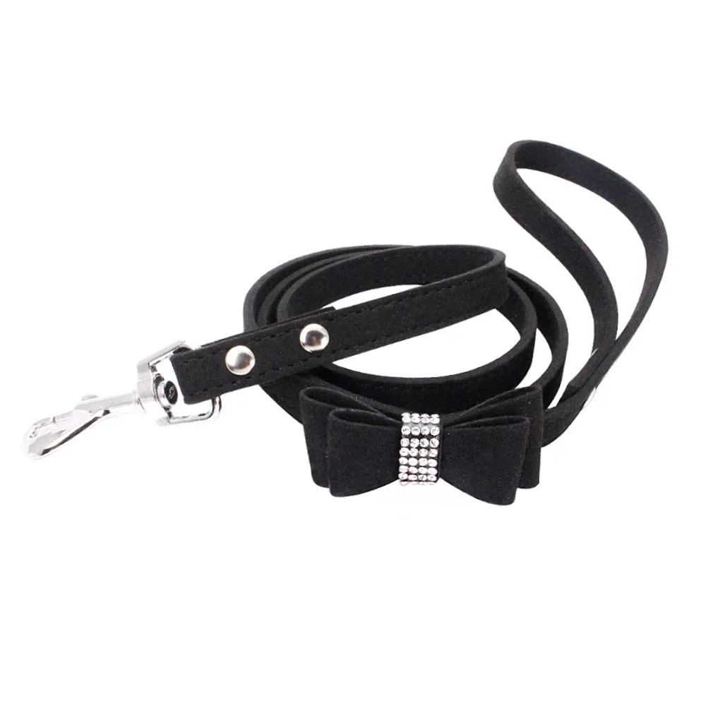 Luxurious Velvet Leather Pet Harness and Leash Set