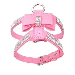 Luxurious Velvet Leather Pet Harness and Leash Set