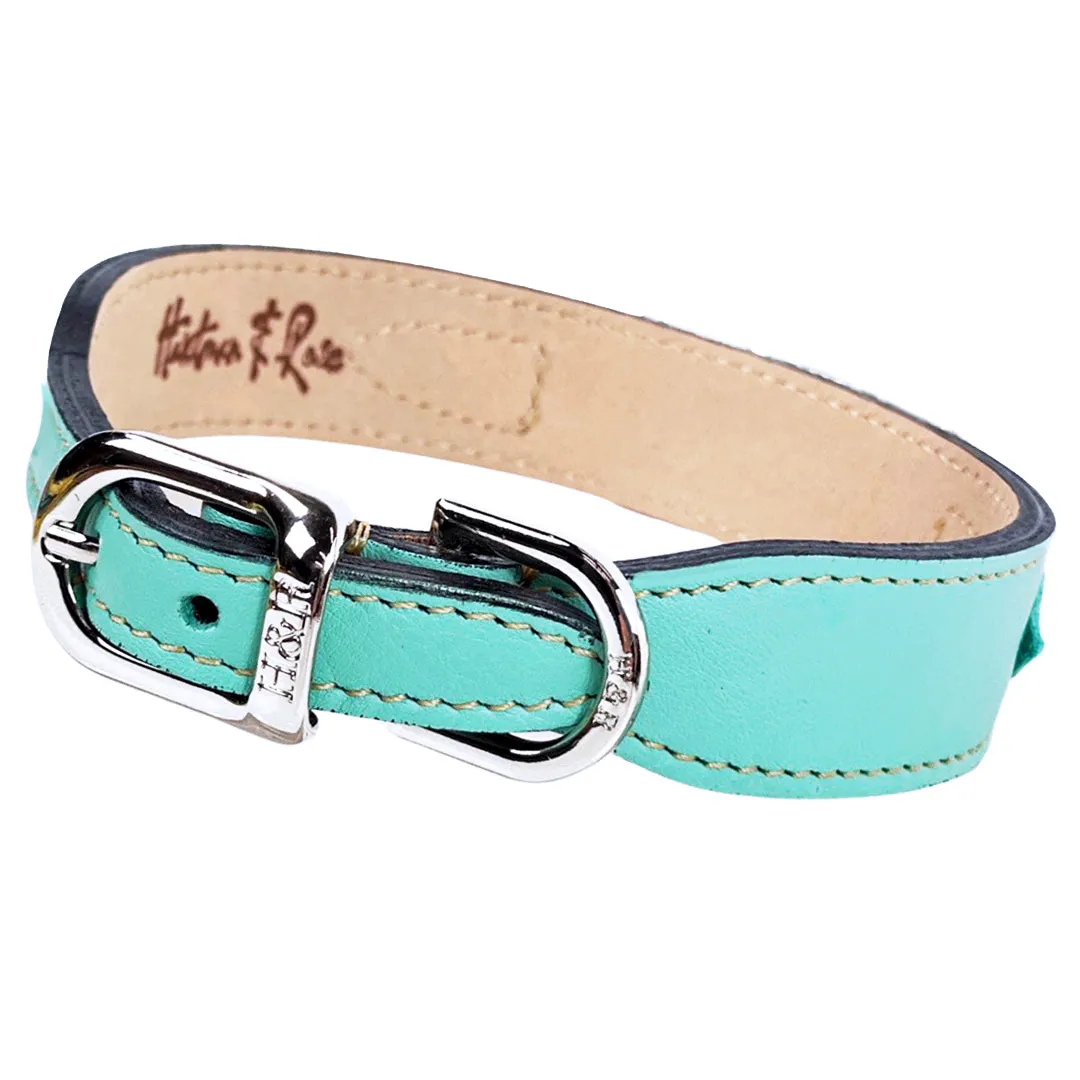 Mayfair Dog Collar in Turquoise, Chocolate & Nickel