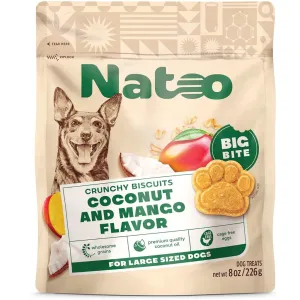 Natoo Crunchy Biscuits Big Bite Coconut & Mango Flavor Dog Treats,  8-oz