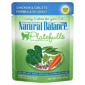 Natural Balance Platefulls Chicken & Giblets Formula in Gravy Grain-Free Cat Wet Food 3oz