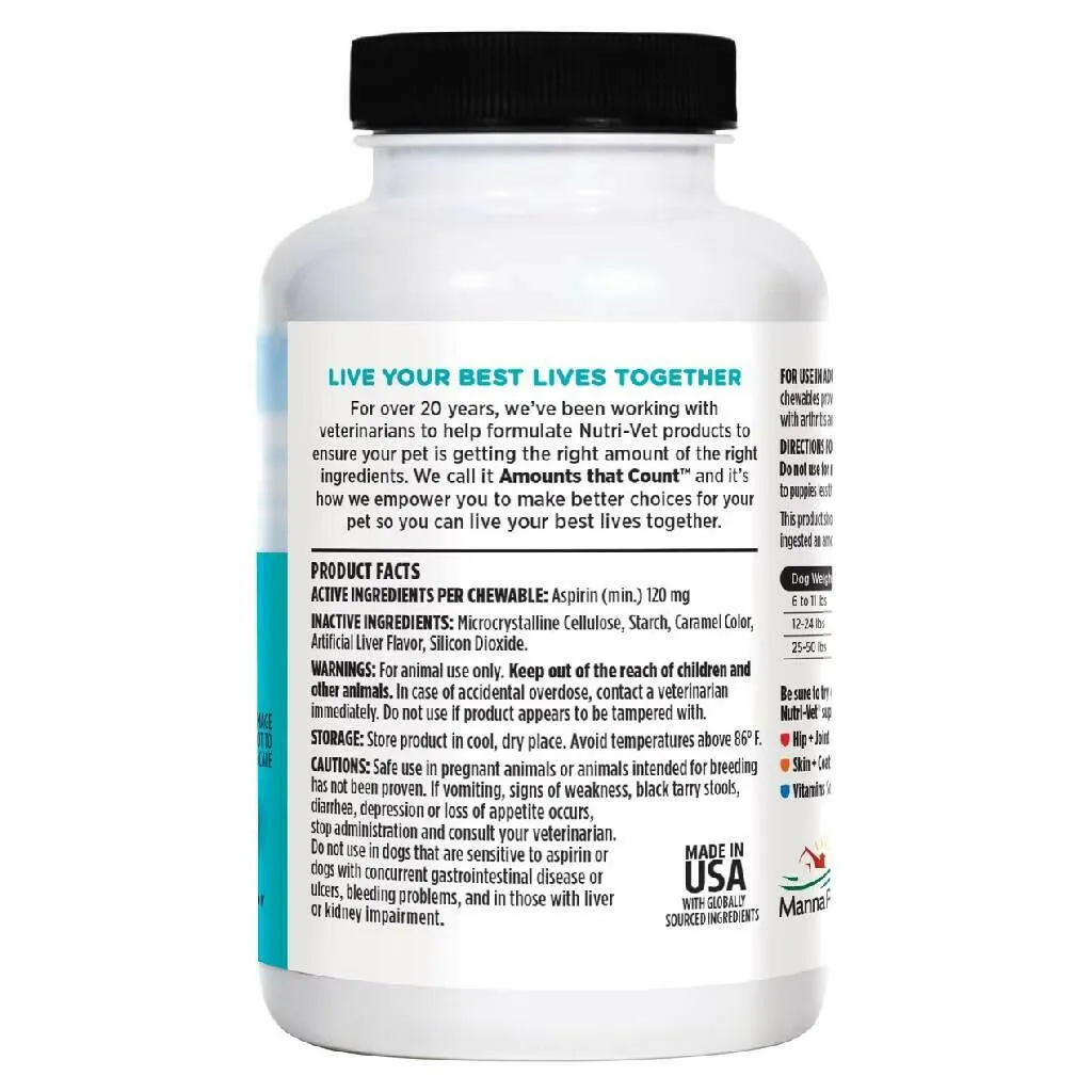 Nutri-Vet Buffered Aspirin for Dogs - Arthritis & Pain Relief (100 ct)