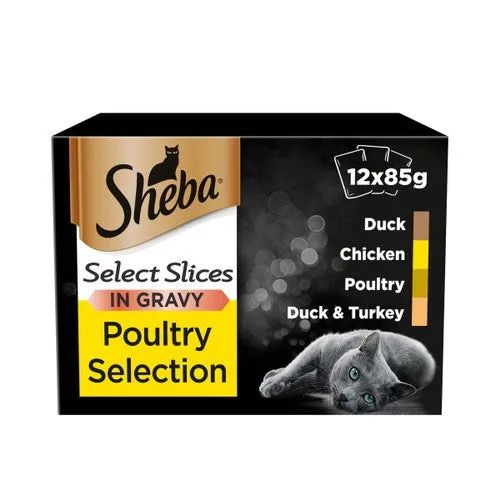 Sheba Poultry Collection Favourites Select Slices in Gravy Cat Food Pouches 12 x 85g