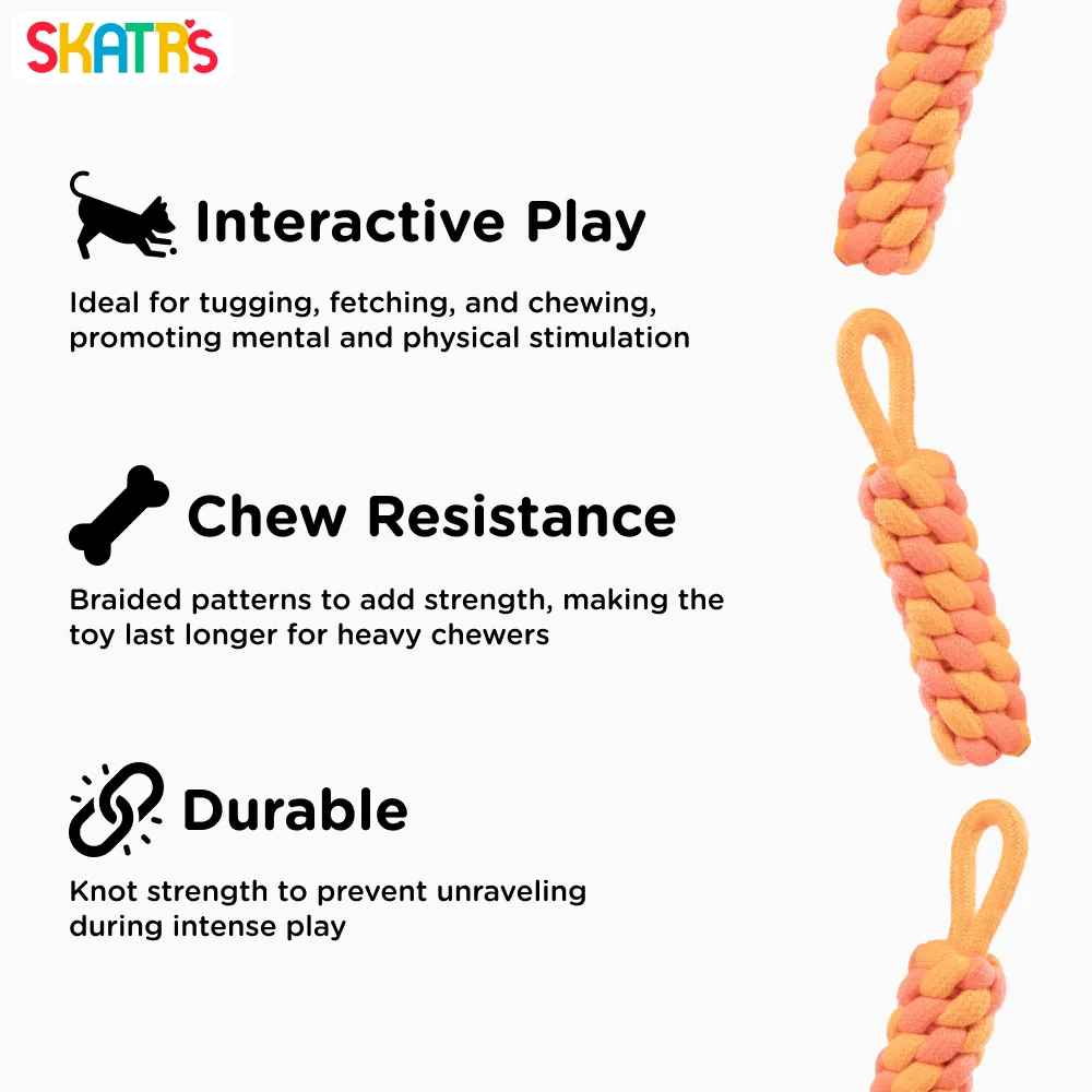 Skatrs Dummy Knotted Rope Chew Toy for Dogs and Cats (Pink/Orange)