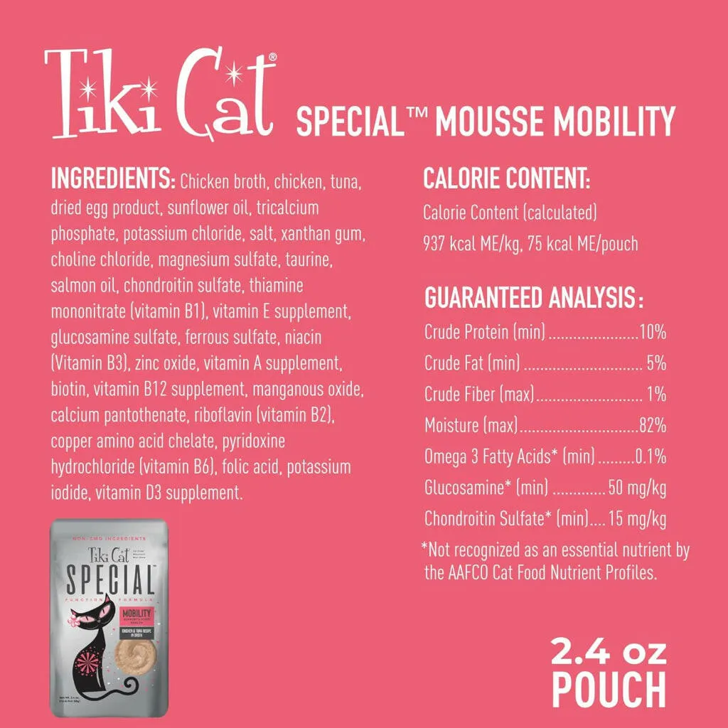 Tiki Cat Special Mousse Mobility Grain-Free Wet Food For Cats (2.4 oz x 12 pouches)