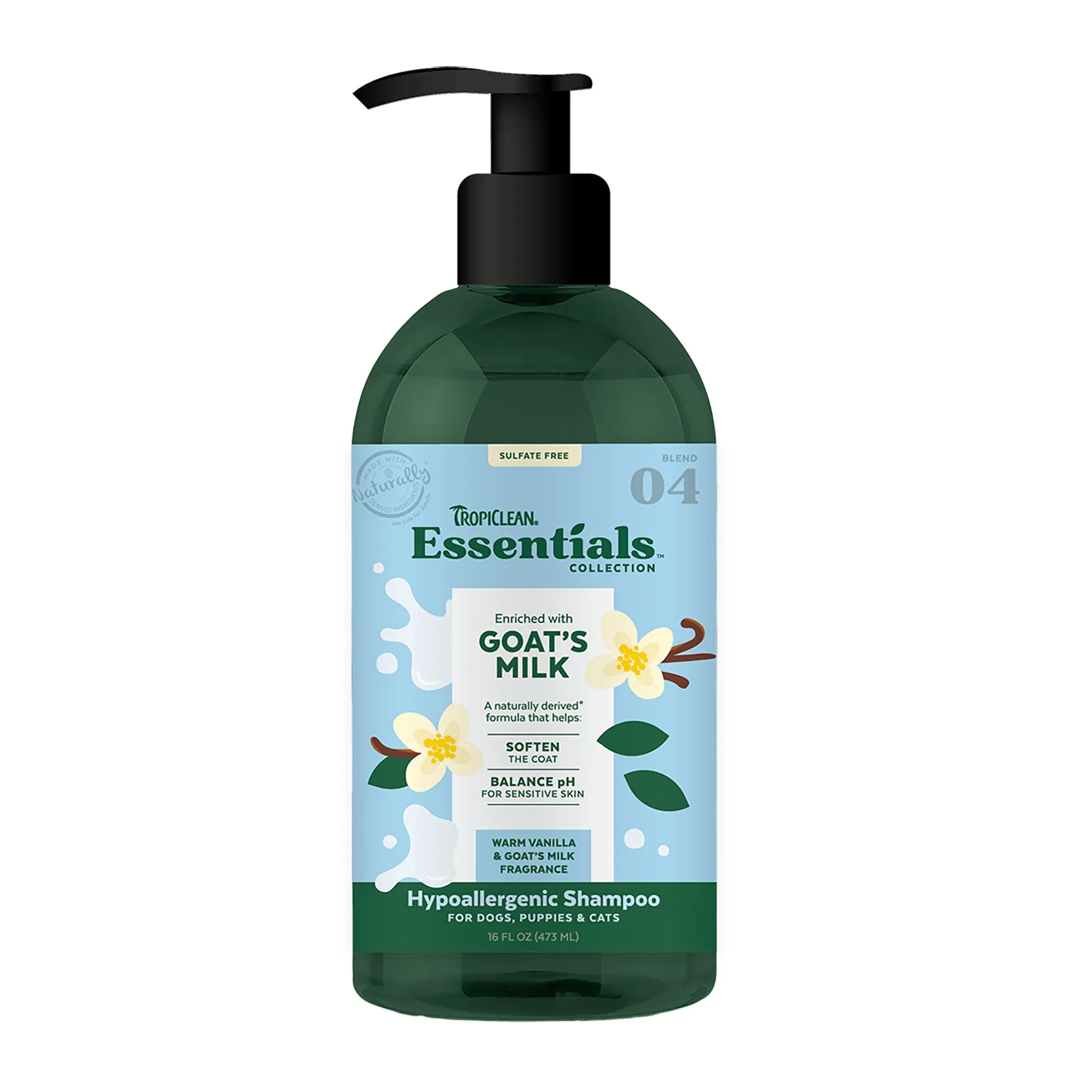 Tropiclean Goat's Milk Hypoallergenic 16-oz, Pet Shampoo